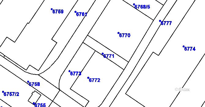 Parcela st. 6771 v KÚ Město Žďár, Katastrální mapa