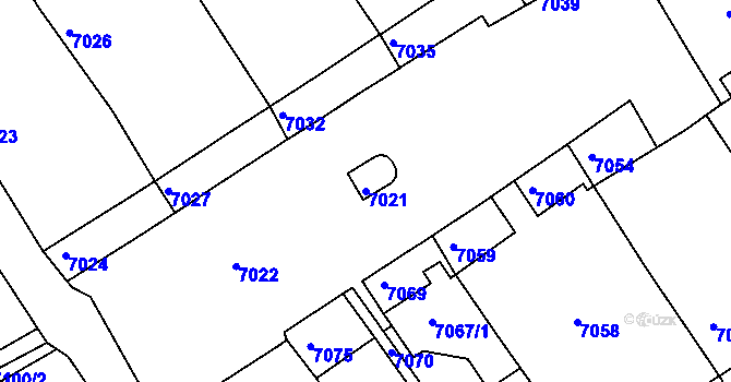 Parcela st. 7021 v KÚ Město Žďár, Katastrální mapa