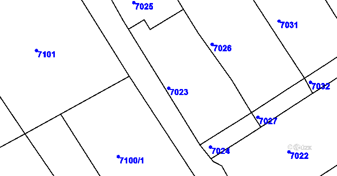 Parcela st. 7023 v KÚ Město Žďár, Katastrální mapa