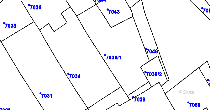 Parcela st. 7038/1 v KÚ Město Žďár, Katastrální mapa