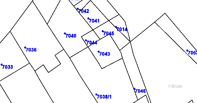 Parcela st. 7043 v KÚ Město Žďár, Katastrální mapa