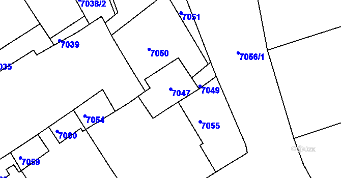 Parcela st. 7047 v KÚ Město Žďár, Katastrální mapa