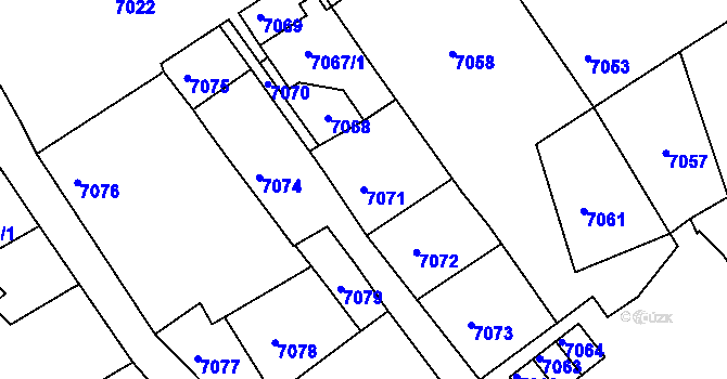 Parcela st. 7071 v KÚ Město Žďár, Katastrální mapa