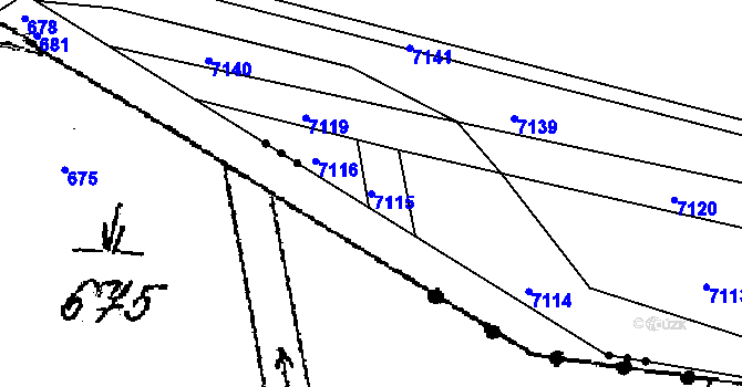 Parcela st. 7115 v KÚ Město Žďár, Katastrální mapa