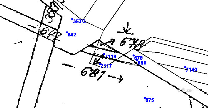 Parcela st. 7118 v KÚ Město Žďár, Katastrální mapa