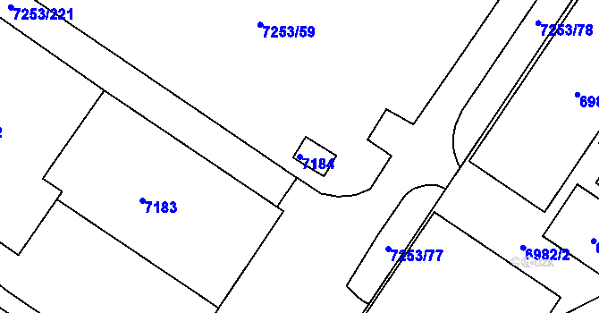 Parcela st. 7184 v KÚ Město Žďár, Katastrální mapa