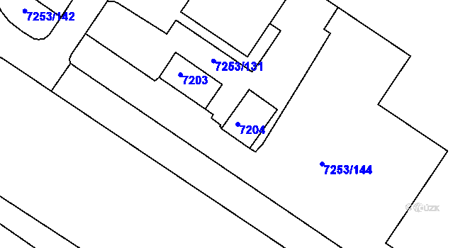 Parcela st. 7204 v KÚ Město Žďár, Katastrální mapa