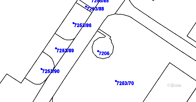 Parcela st. 7206 v KÚ Město Žďár, Katastrální mapa