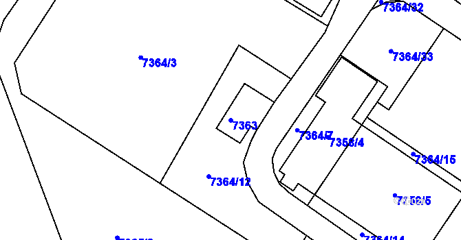 Parcela st. 7363 v KÚ Město Žďár, Katastrální mapa