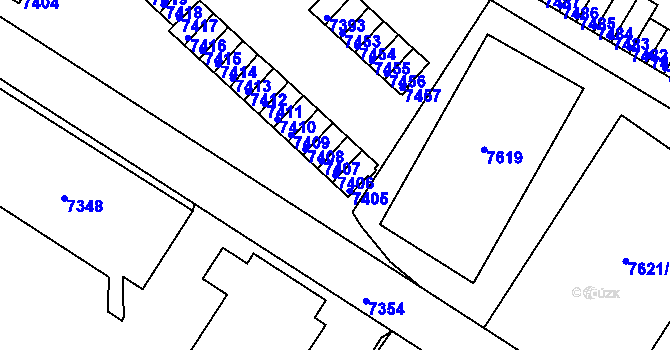 Parcela st. 7406 v KÚ Město Žďár, Katastrální mapa