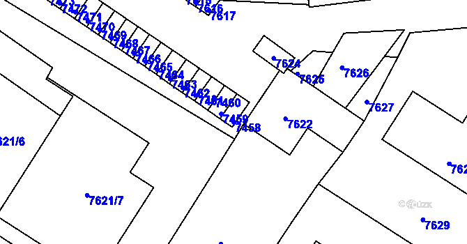 Parcela st. 7458 v KÚ Město Žďár, Katastrální mapa