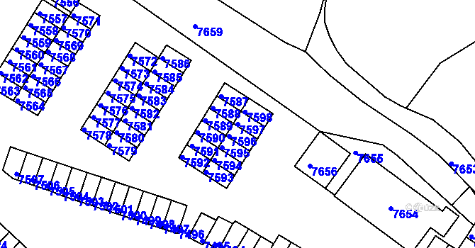 Parcela st. 7597 v KÚ Město Žďár, Katastrální mapa