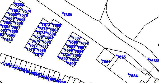 Parcela st. 7598 v KÚ Město Žďár, Katastrální mapa