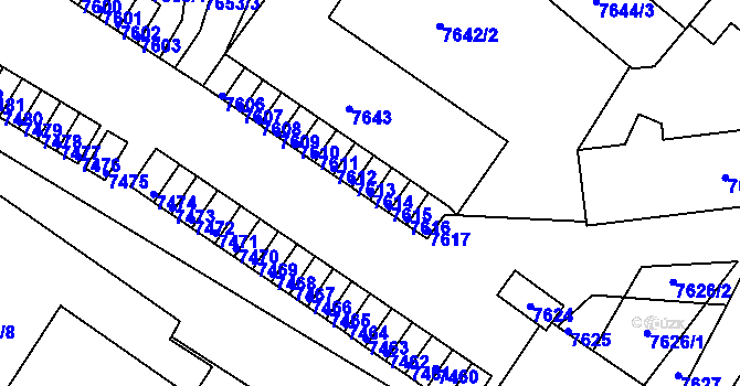 Parcela st. 7614 v KÚ Město Žďár, Katastrální mapa