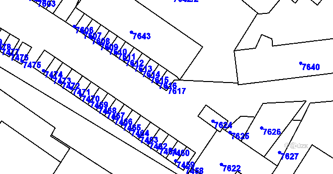Parcela st. 7617 v KÚ Město Žďár, Katastrální mapa