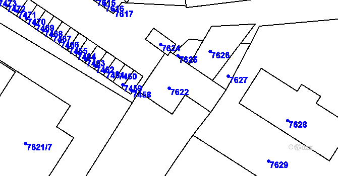 Parcela st. 7622 v KÚ Město Žďár, Katastrální mapa