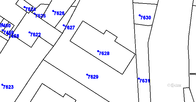 Parcela st. 7628 v KÚ Město Žďár, Katastrální mapa