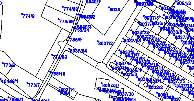 Parcela st. 8037/2 v KÚ Město Žďár, Katastrální mapa