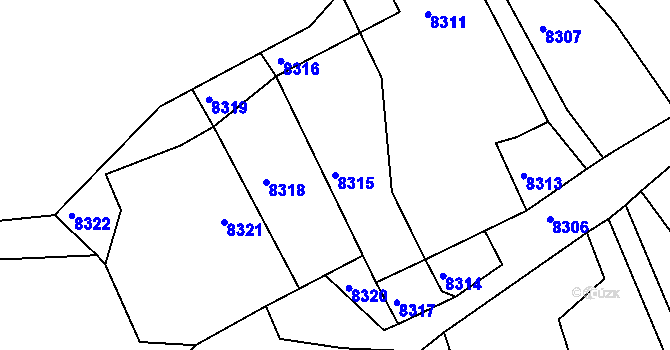 Parcela st. 8315 v KÚ Město Žďár, Katastrální mapa