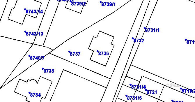 Parcela st. 8736 v KÚ Město Žďár, Katastrální mapa