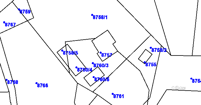 Parcela st. 8757 v KÚ Město Žďár, Katastrální mapa