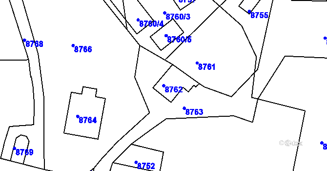 Parcela st. 8762 v KÚ Město Žďár, Katastrální mapa