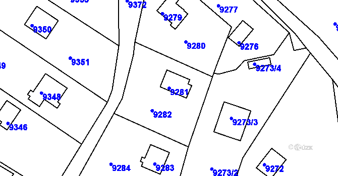 Parcela st. 9281 v KÚ Město Žďár, Katastrální mapa