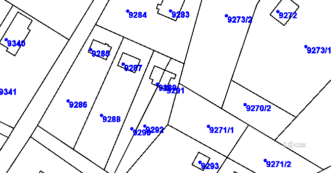 Parcela st. 9291 v KÚ Město Žďár, Katastrální mapa