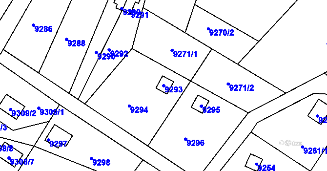 Parcela st. 9293 v KÚ Město Žďár, Katastrální mapa