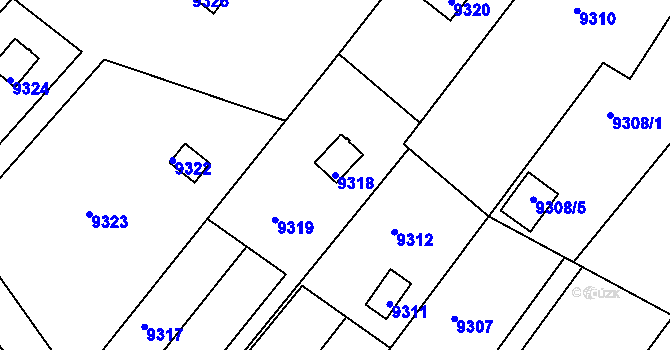 Parcela st. 9318 v KÚ Město Žďár, Katastrální mapa