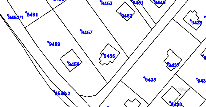 Parcela st. 9456 v KÚ Město Žďár, Katastrální mapa