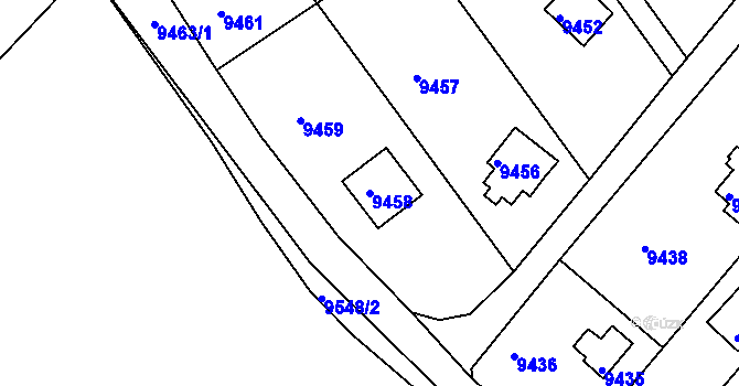 Parcela st. 9458 v KÚ Město Žďár, Katastrální mapa