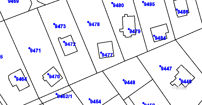 Parcela st. 9477 v KÚ Město Žďár, Katastrální mapa