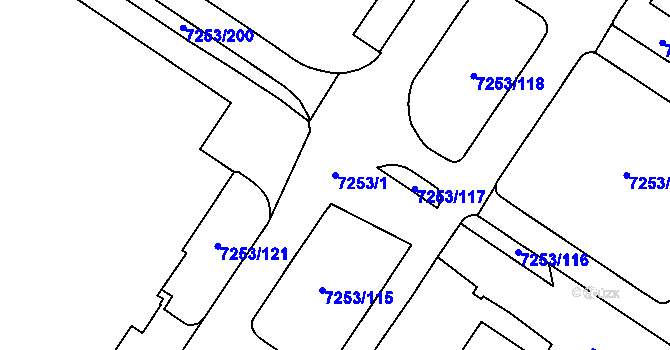 Parcela st. 7253/1 v KÚ Město Žďár, Katastrální mapa