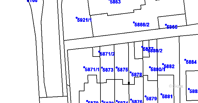 Parcela st. 5871/2 v KÚ Město Žďár, Katastrální mapa