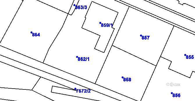 Parcela st. 862/2 v KÚ Město Žďár, Katastrální mapa