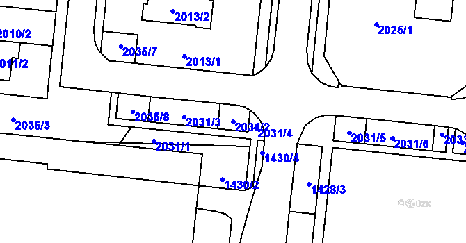 Parcela st. 2031/2 v KÚ Město Žďár, Katastrální mapa