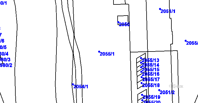 Parcela st. 2055/1 v KÚ Město Žďár, Katastrální mapa