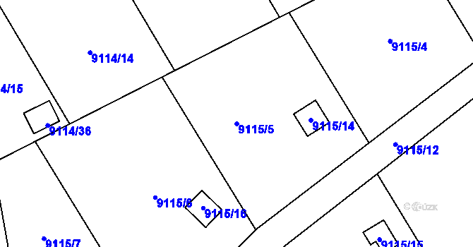 Parcela st. 9115/5 v KÚ Město Žďár, Katastrální mapa