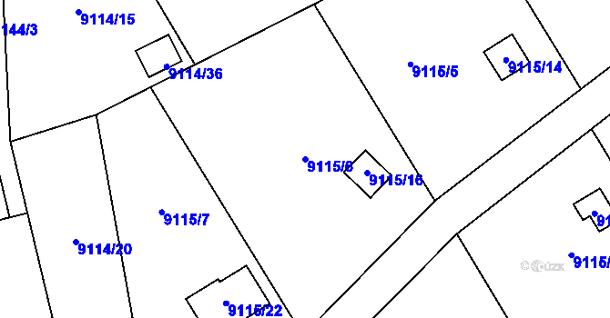 Parcela st. 9115/6 v KÚ Město Žďár, Katastrální mapa