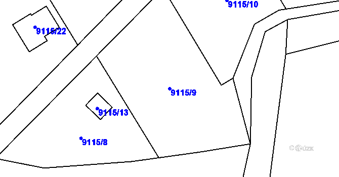 Parcela st. 9115/9 v KÚ Město Žďár, Katastrální mapa