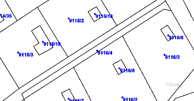 Parcela st. 9116/4 v KÚ Město Žďár, Katastrální mapa