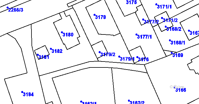 Parcela st. 3179/2 v KÚ Město Žďár, Katastrální mapa