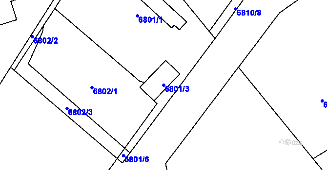 Parcela st. 6801/3 v KÚ Město Žďár, Katastrální mapa