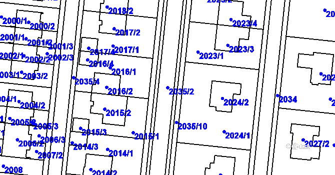 Parcela st. 2035/2 v KÚ Město Žďár, Katastrální mapa