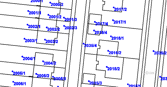 Parcela st. 2035/4 v KÚ Město Žďár, Katastrální mapa