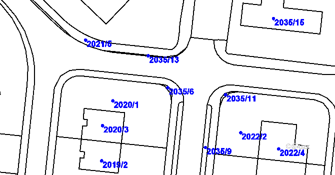 Parcela st. 2035/6 v KÚ Město Žďár, Katastrální mapa