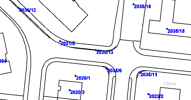 Parcela st. 2035/13 v KÚ Město Žďár, Katastrální mapa