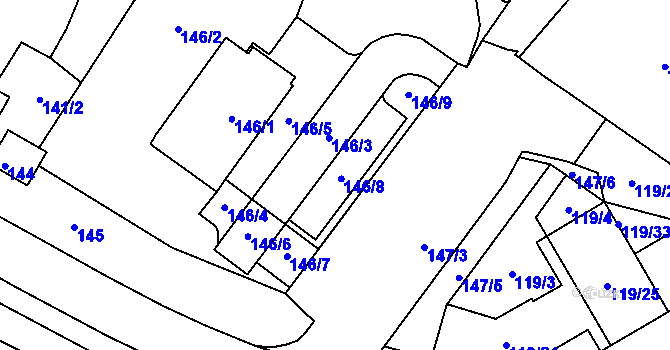 Parcela st. 146/3 v KÚ Město Žďár, Katastrální mapa