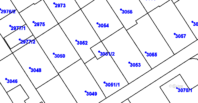 Parcela st. 3051/2 v KÚ Město Žďár, Katastrální mapa